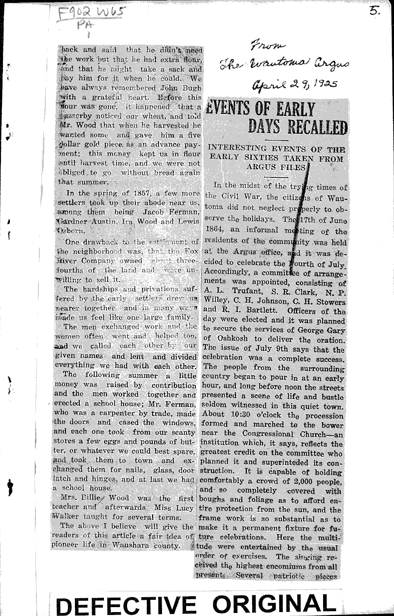  Source: Wautoma Argus Date: 1924-02-13