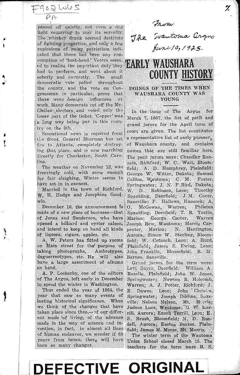  Source: Wautoma Argus Date: 1924-02-13