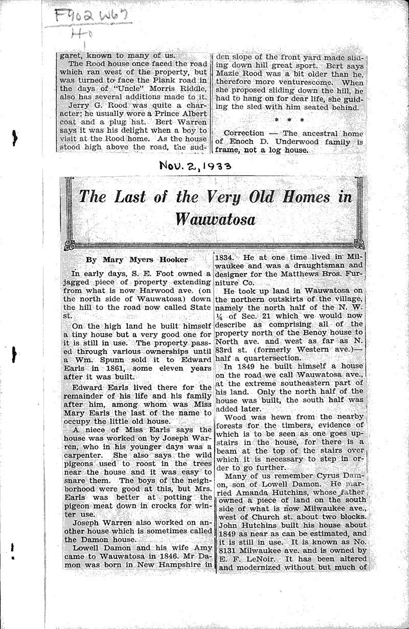  Source: Wauwatosa News Topics: Architecture Date: 1933-08-17