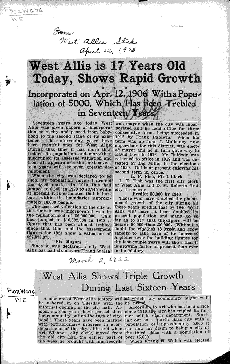  Source: West Allis Star Date: 1923-04-12
