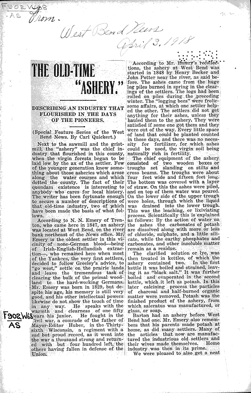  Source: West Bend News Topics: Industry Date: 1918-04-03