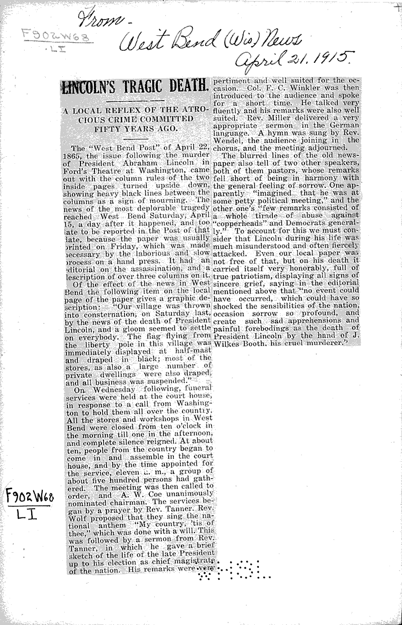  Source: West Bend News Date: 1915-04-21