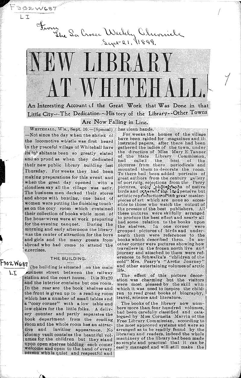  Source: La Crosse Chronicle Topics: Architecture Date: 1899-09-21