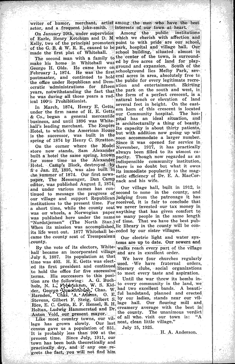  Source: Whitehall Times Date: 1925-07-16