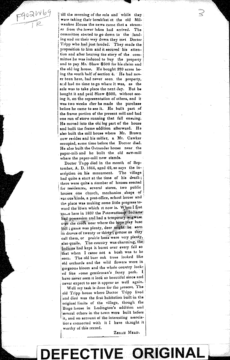 The old Tripp house Newspaper Article/Clipping Wisconsin Historical