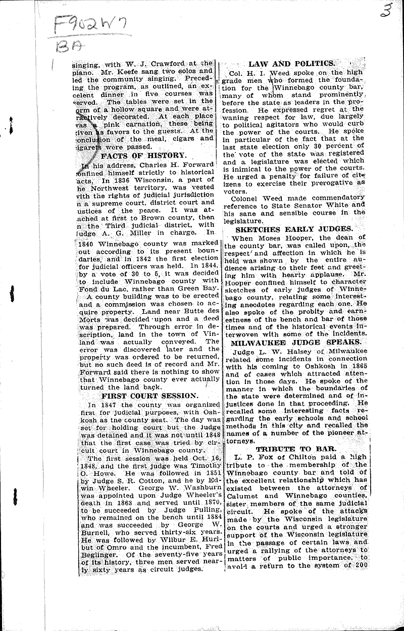 Banquet for bar marks 75 years since opening circuit court Newspaper