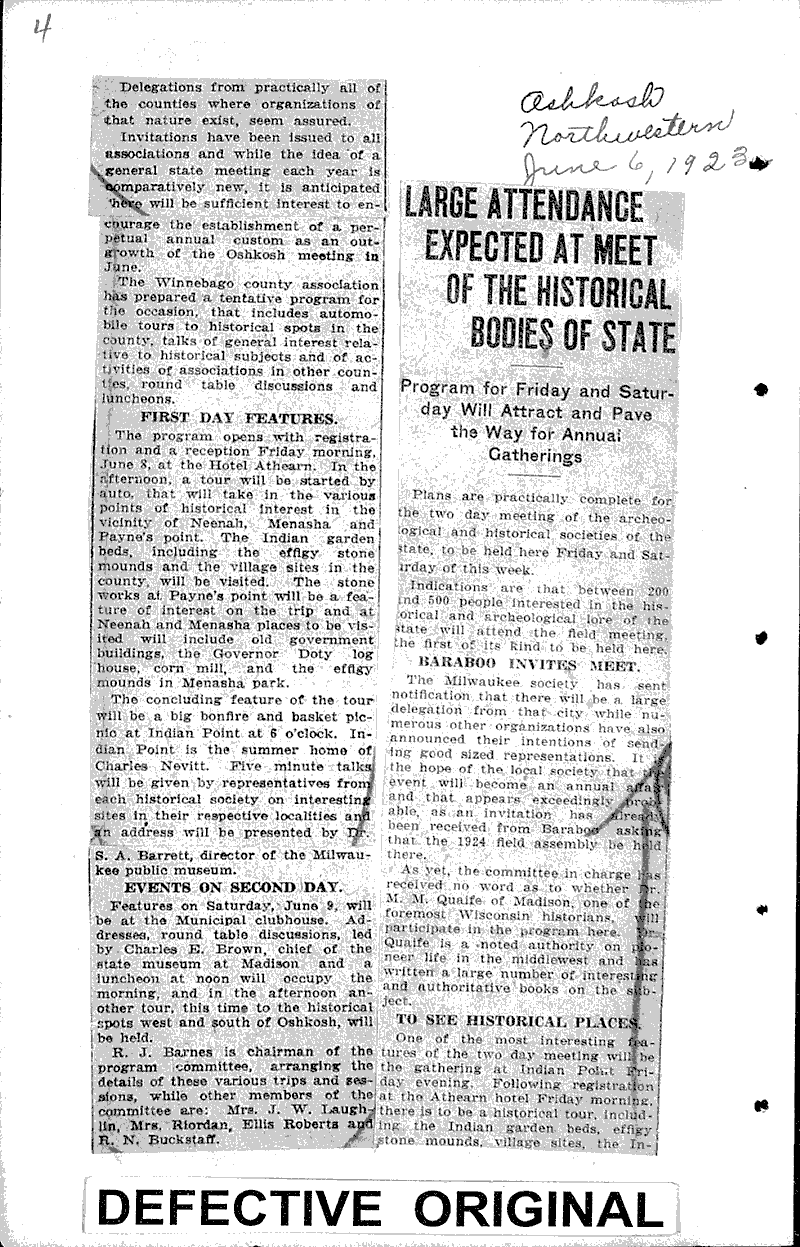 Convention of all of the historical societies coming Newspaper