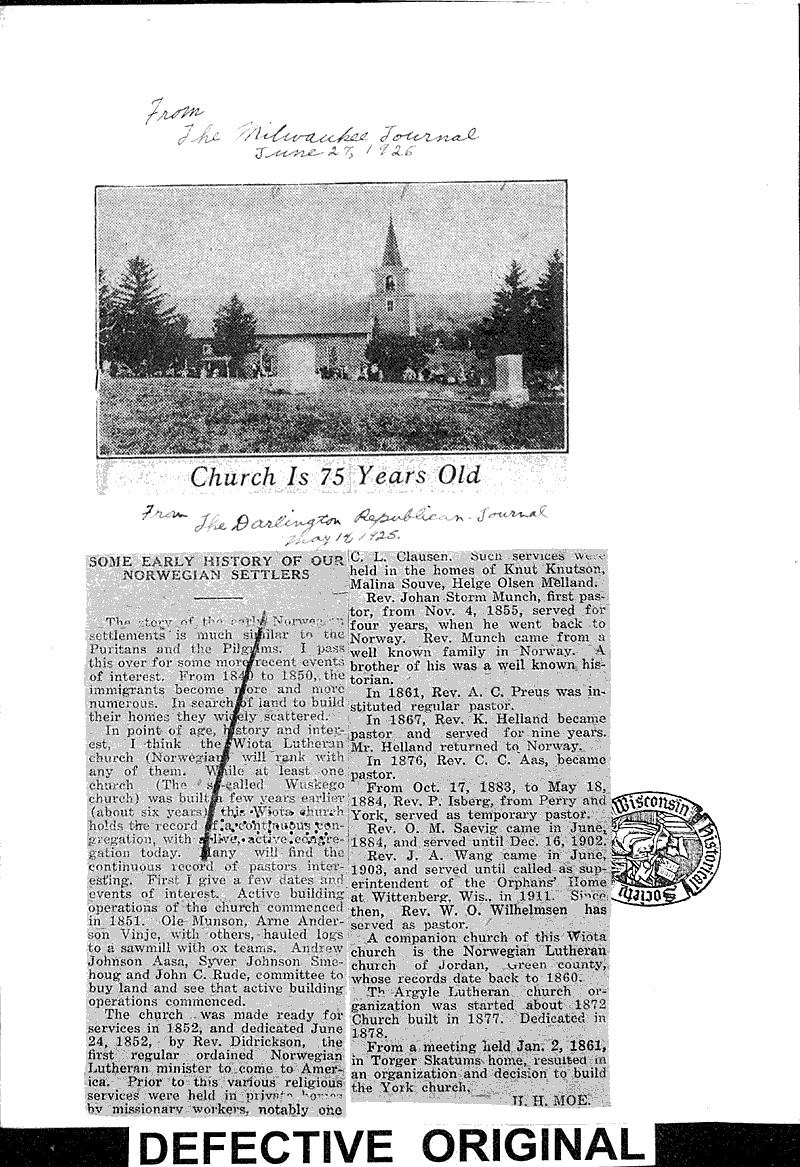  Source: Darlington Republican Journal Date: 1925-05-14
