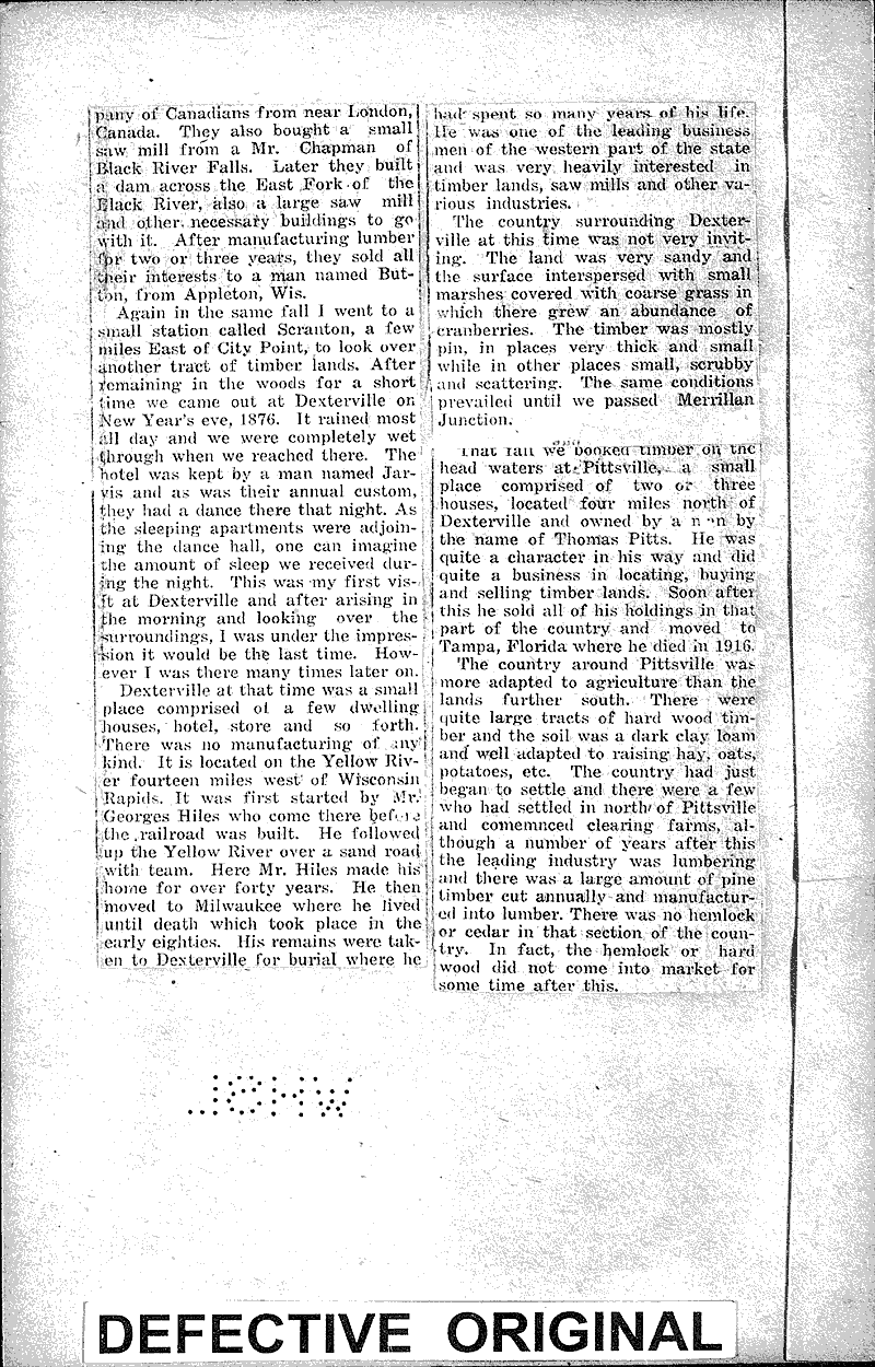 Clintonville pioneer tells of early days in Wood county Newspaper