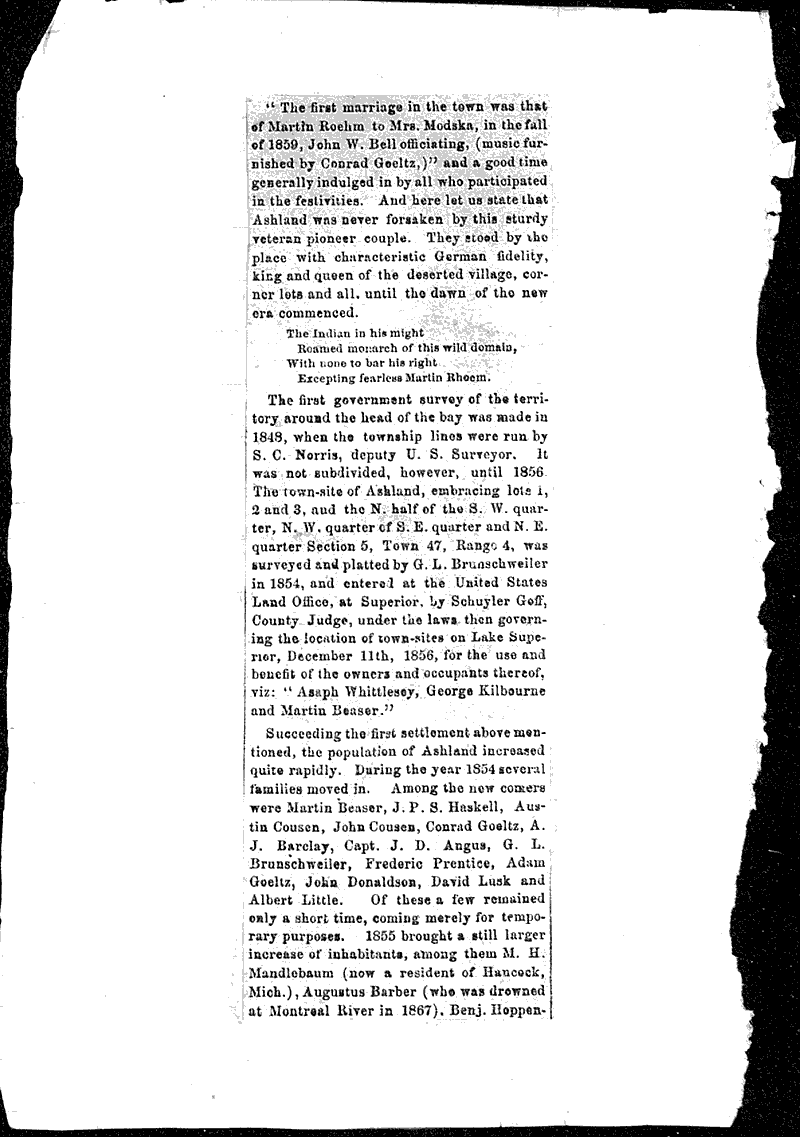 Ashland! Newspaper Article/Clipping Wisconsin Historical Society