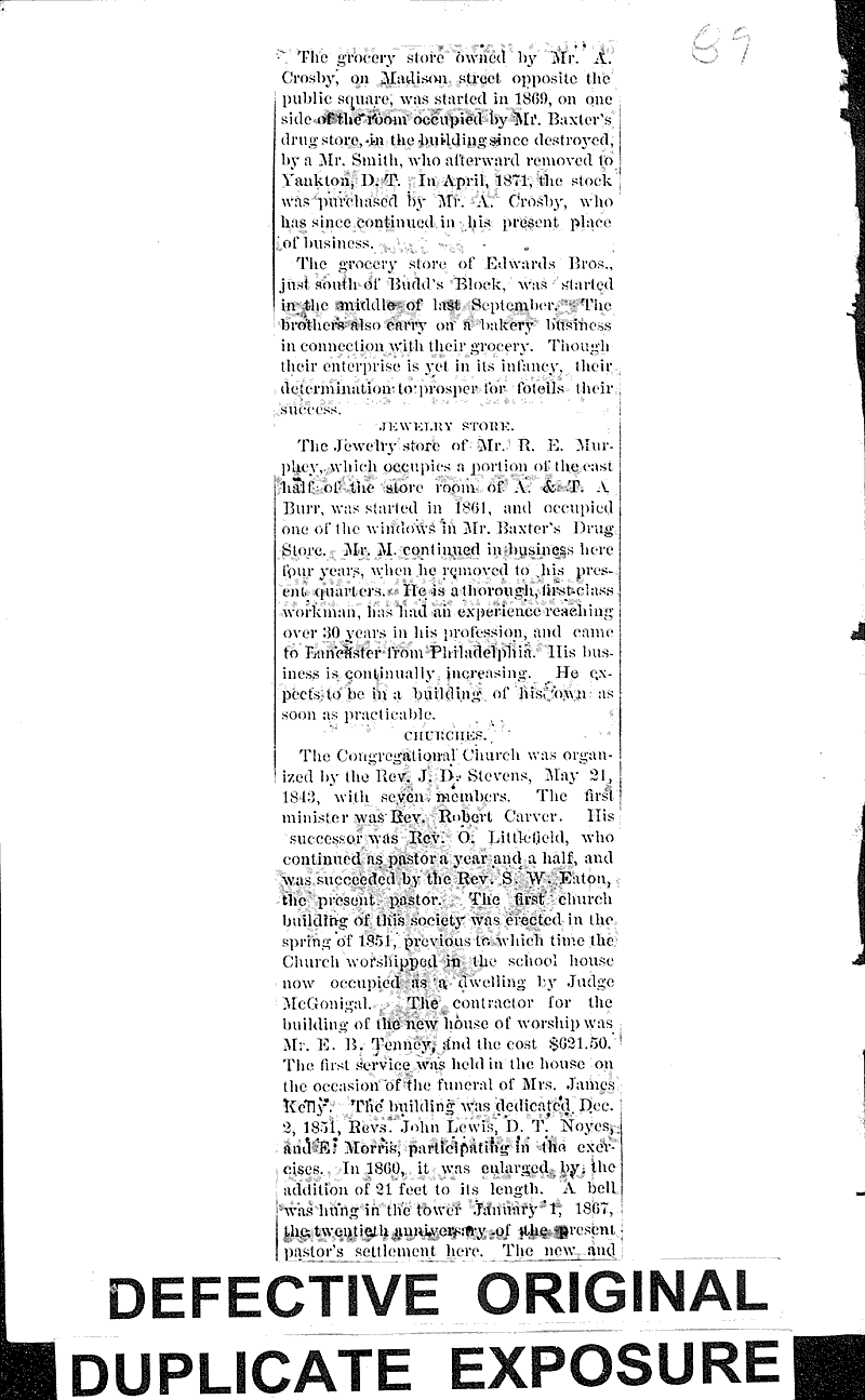 Lancaster Newspaper Article/Clipping Wisconsin Historical Society