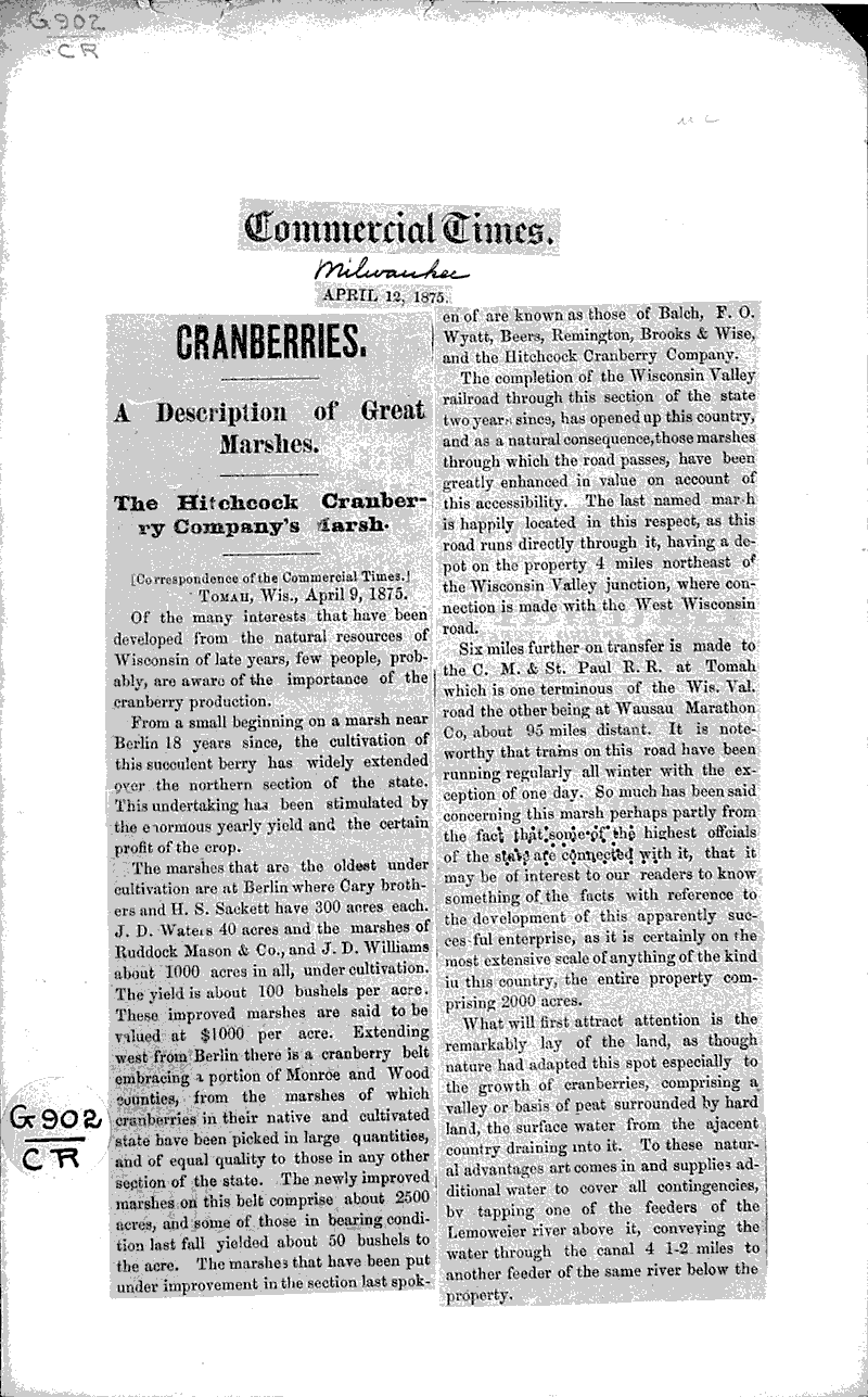  Source: Commercial Times Topics: Agriculture Date: 1875-04-12