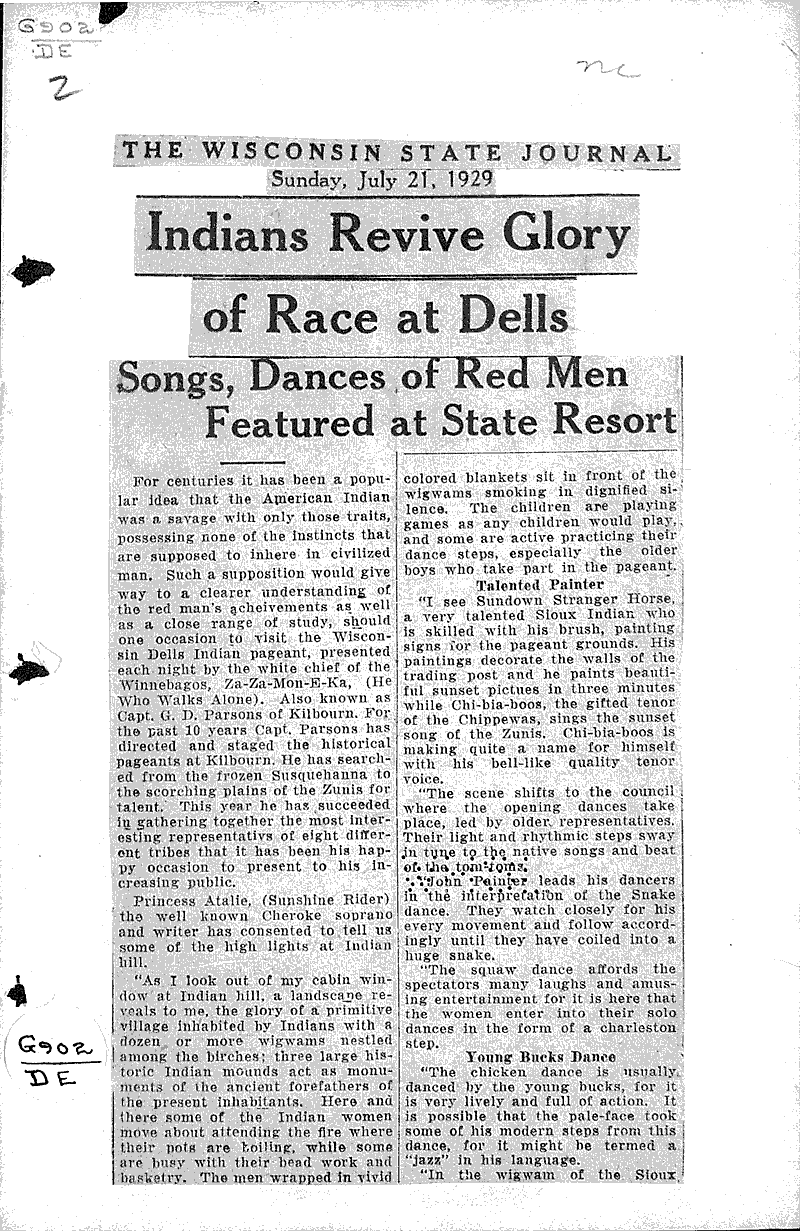 Indians revive glory of race at Dells Newspaper Article/Clipping