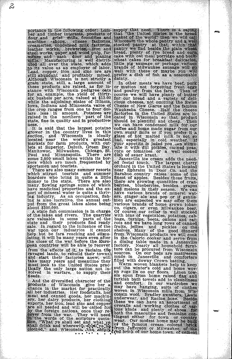  Source: Janesville Gazette Topics: Industry Date: 1915-02-20