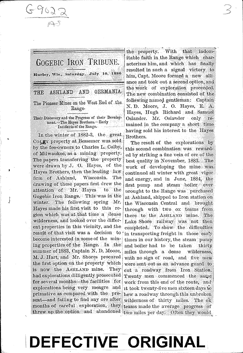  Source: Gogebic Iron - Tribune Topics: Industry Date: 1886-07-10