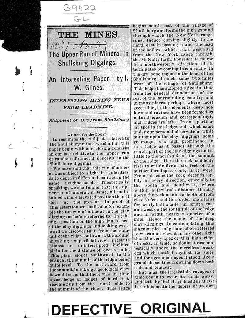 Mines Newspaper Article/Clipping Wisconsin Historical Society