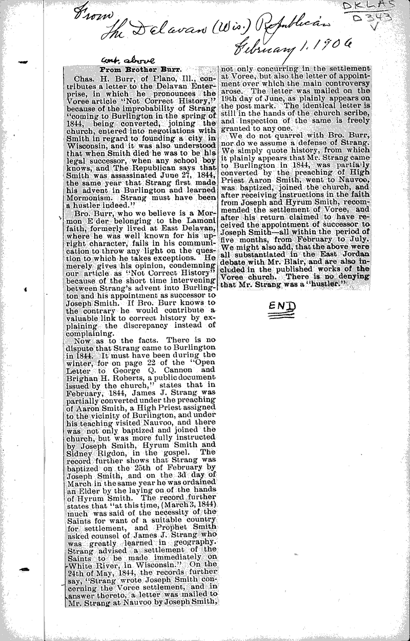  Source: Delavan Republican Topics: Church History Date: 1906-02-01