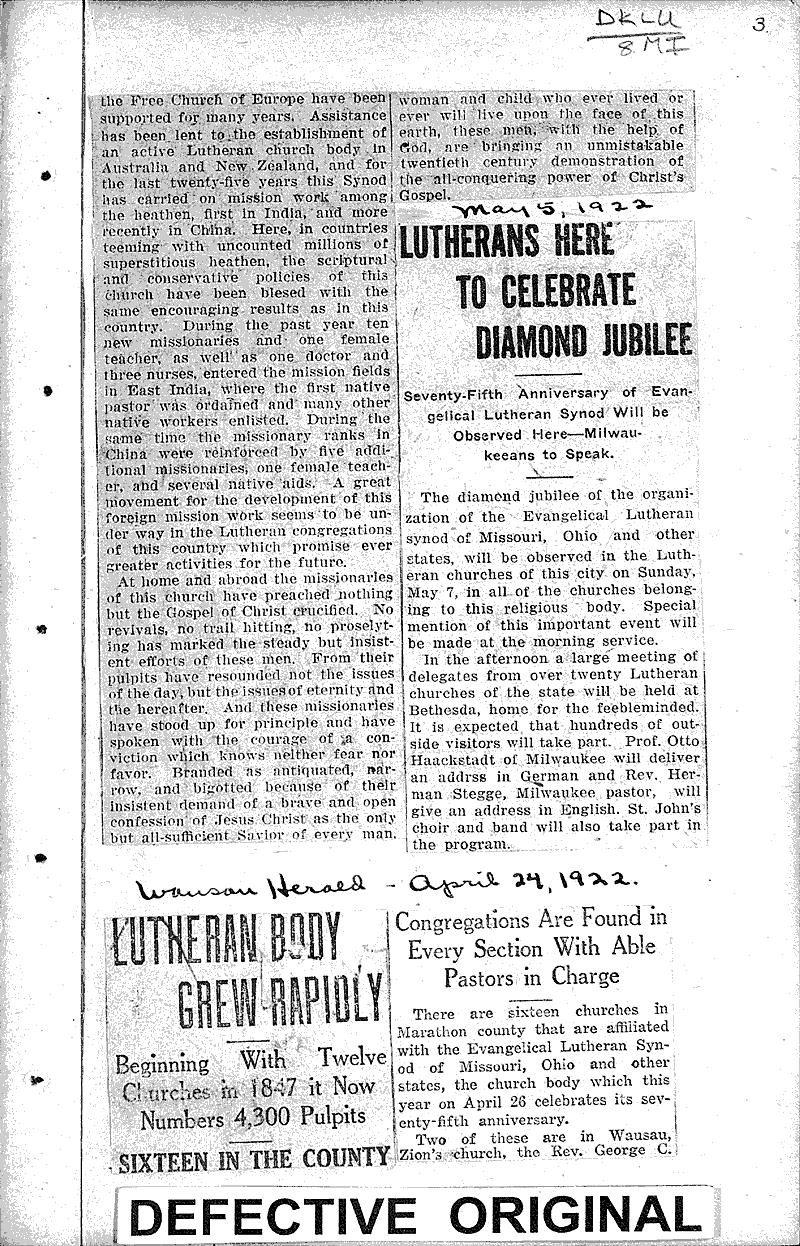  Source: Watertown Times Topics: Church History Date: 1922-04-18