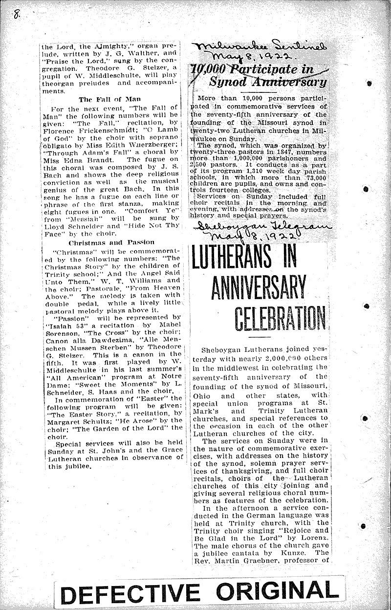  Source: Watertown Times Topics: Church History Date: 1922-04-18