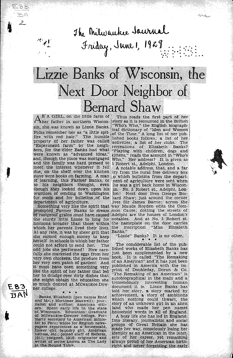  Source: Milwaukee Journal Topics: Art and Music Date: 1929-06-01