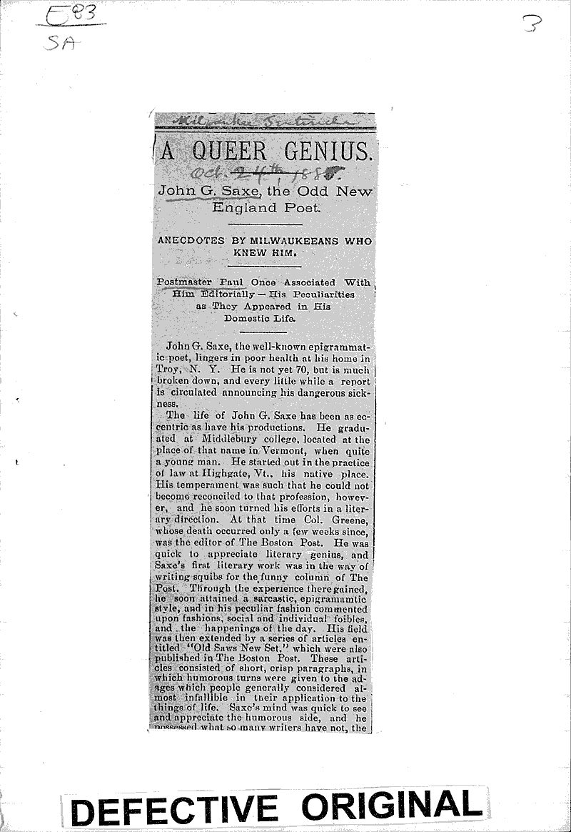  Source: Milwaukee Sentinel Topics: Art and Music Date: 1888-10-24