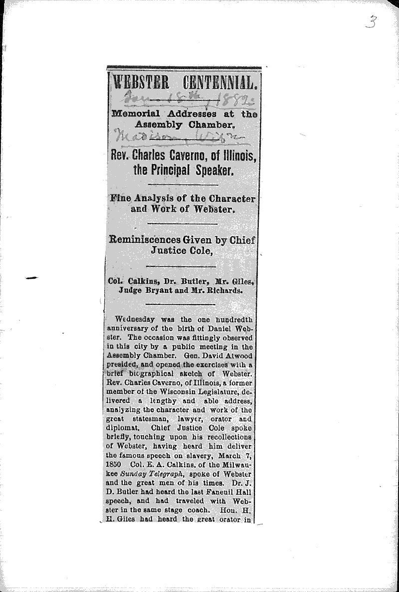 ster Centennial Newspaper Article/Clipping Wisconsin Historical