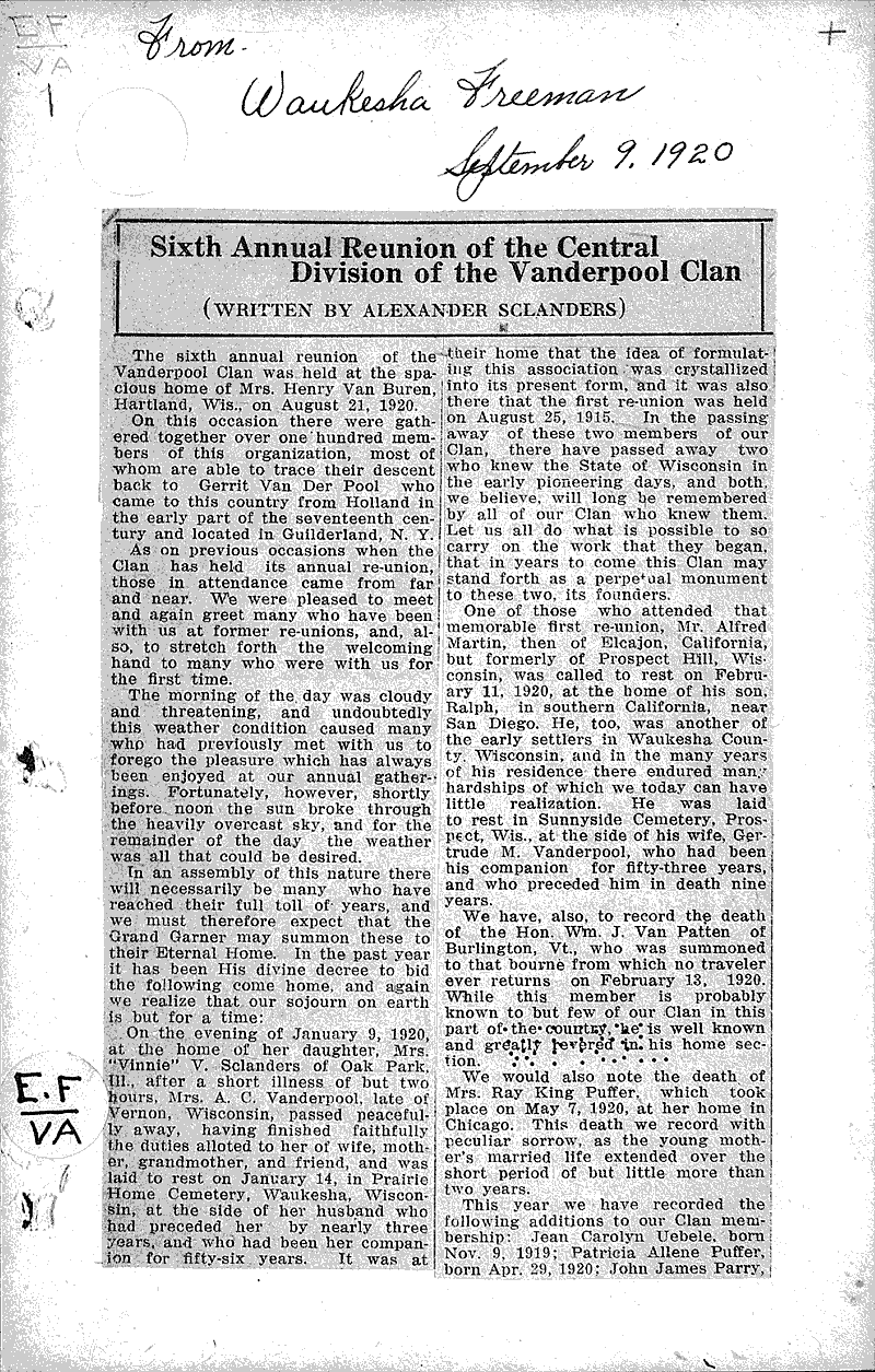  Source: Waukesha Freeman Topics: Immigrants Date: 1920-09-09