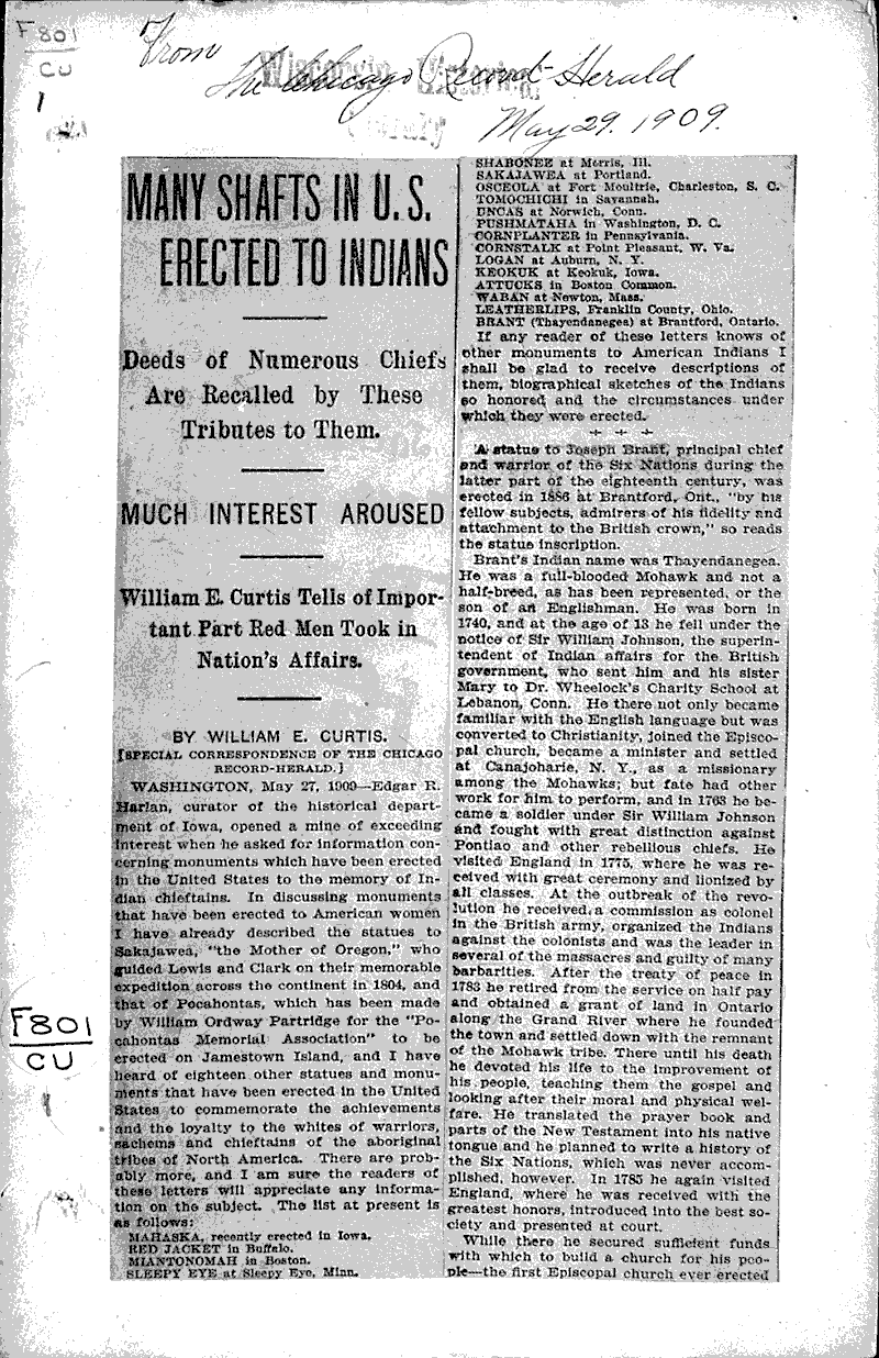  Source: Chicago Sunday Record-Herald Topics: Indians and Native Peoples Date: 1909-05-29