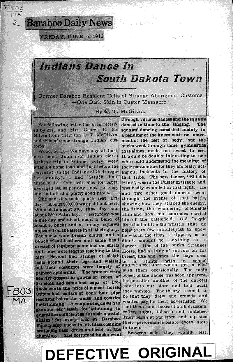An Indian funeral in South Dakota Newspaper Article/Clipping