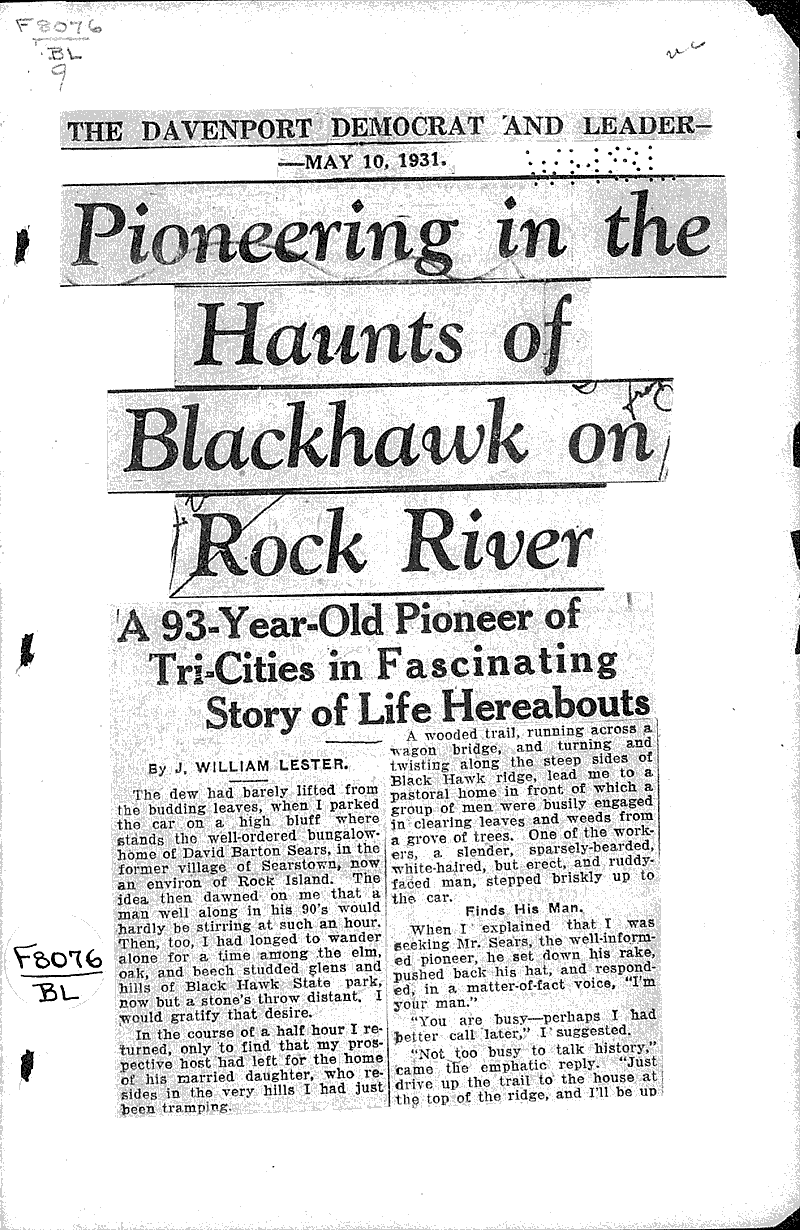  Source: Davenport Democrat and Leader Topics: Indians and Native Peoples Date: 1931-05-10