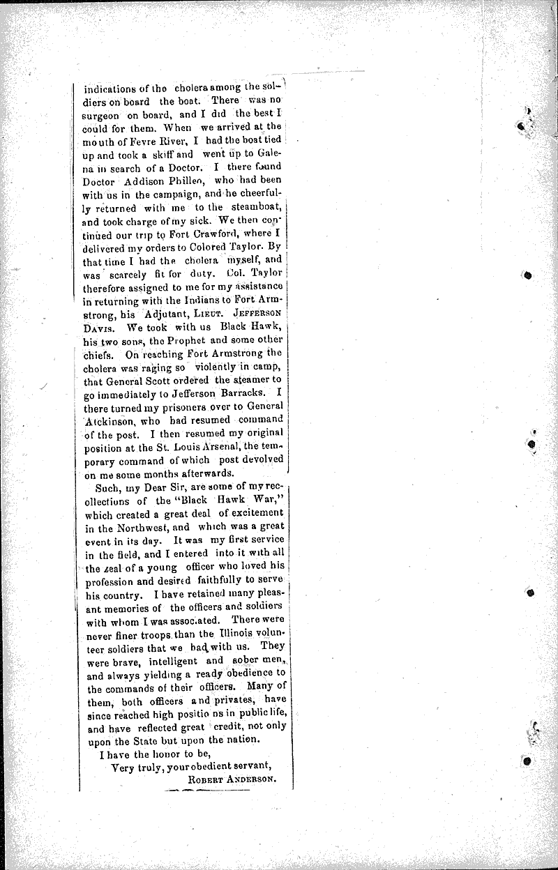 Black Hawk War Newspaper Article/Clipping Wisconsin Historical Society