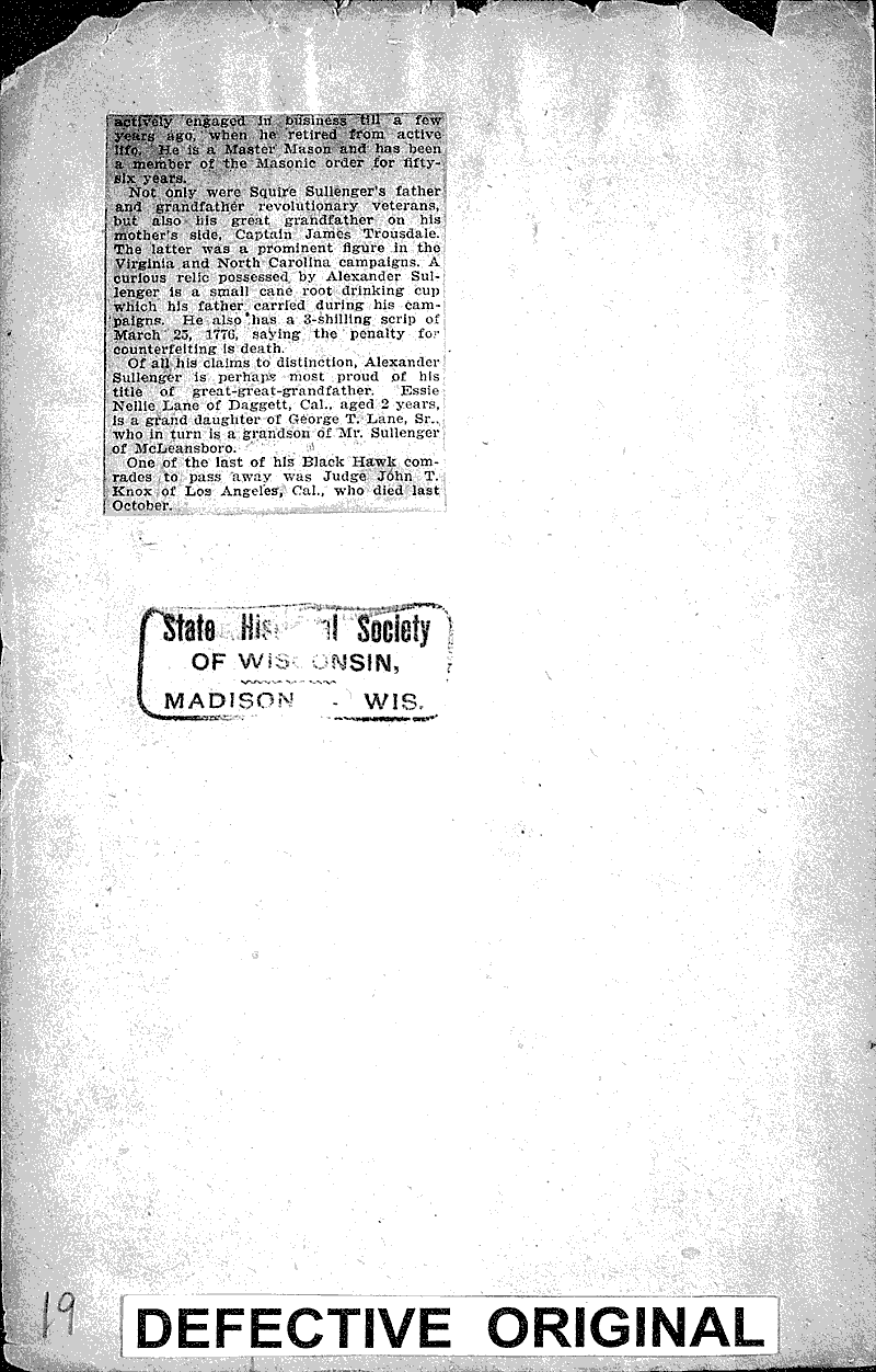 Aged veteran recalls the Black Hawk War Newspaper Article/Clipping