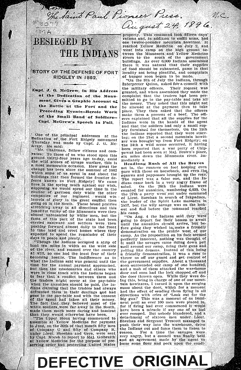  Source: St. Paul Pioneer Press Topics: Indians and Native Peoples Date: 1896-08-24