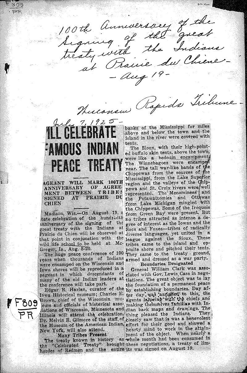  Source: Wisconsin Rapids Tribune Topics: Indians and Native Peoples Date: 1925-07-07
