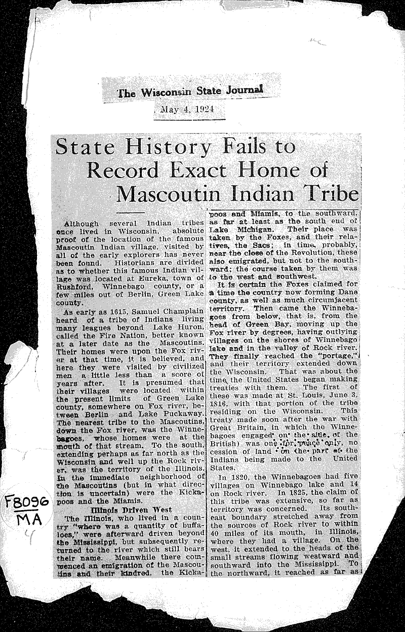  Source: Wisconsin State Journal Topics: Indians and Native Peoples Date: 1924-05-04