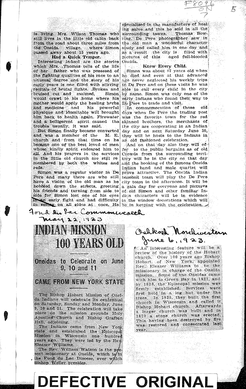  Source: Green Bay Gazette Topics: Indians and Native Peoples Date: 1923-06-25
