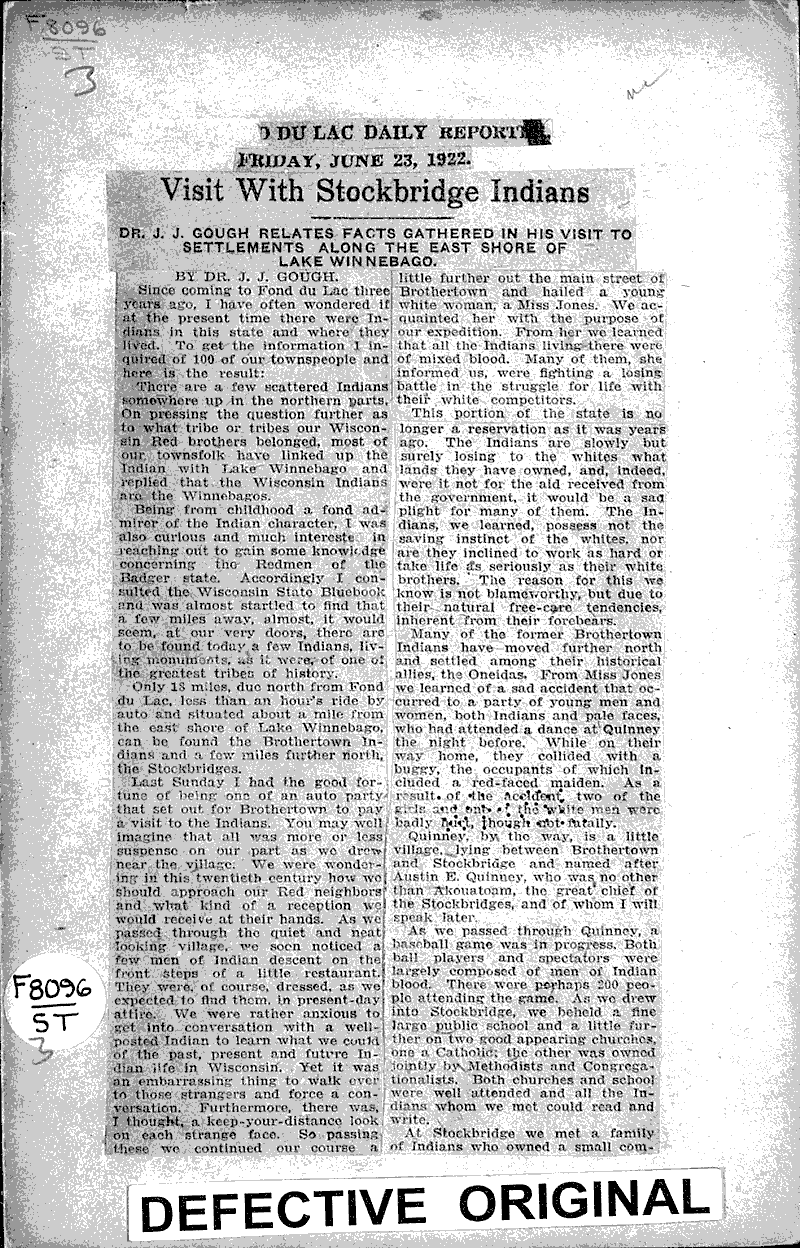  Source: Fond du Lac Daily Reporter Topics: Indians and Native Peoples Date: 1922-06-23