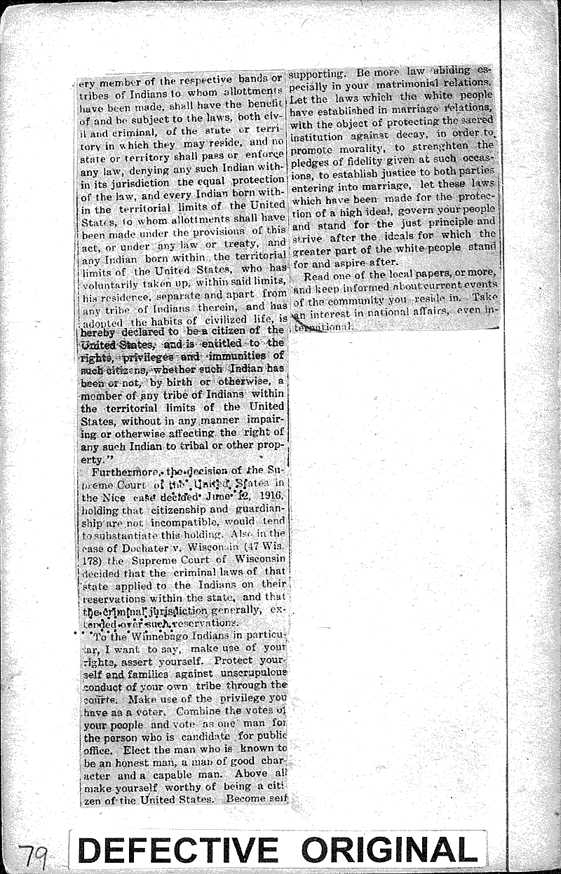 Our Winnebago Indians Newspaper Article/Clipping Wisconsin