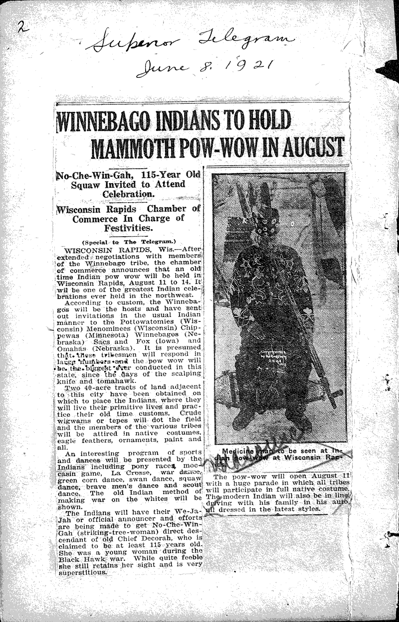  Source: Superior Wave Topics: Indians and Native Peoples Date: 1921-06-08