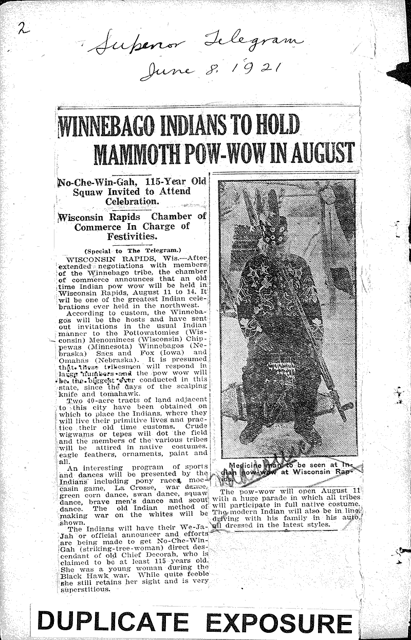  Source: Superior Wave Topics: Indians and Native Peoples Date: 1921-06-08