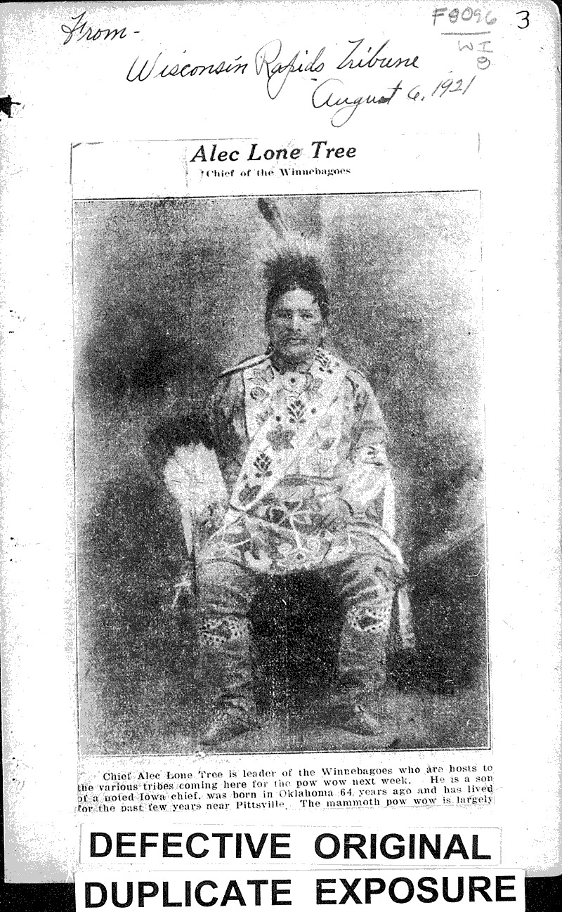  Source: Wisconsin Rapids Tribune Topics: Indians and Native Peoples Date: 1921-08-06