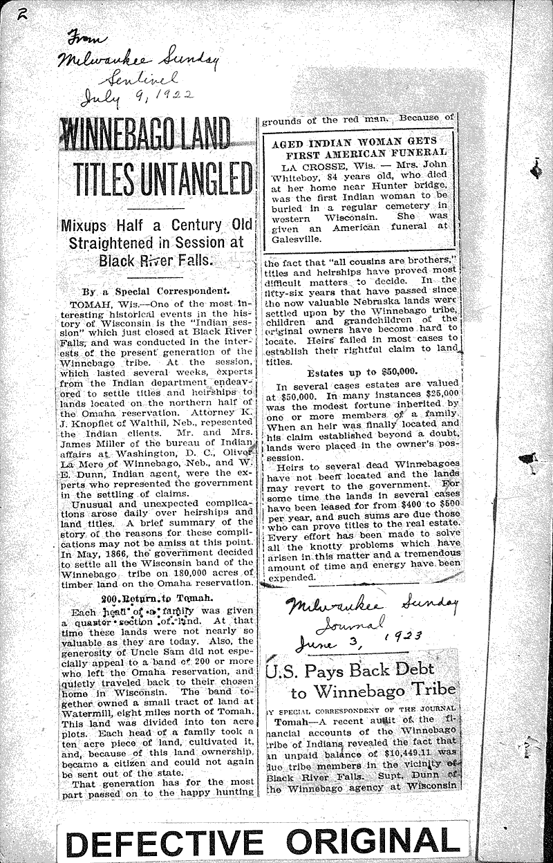 Source: Milwaukee Journal Topics: Indians and Native Peoples Date: 1923-06-03