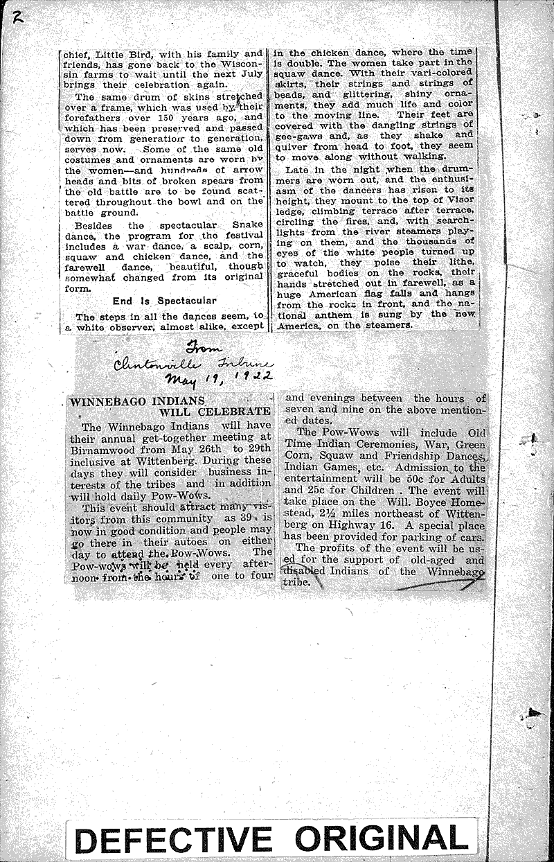 Indian tribal dances weave old spell at Wisconsin River Source: Wisconsin State Journal Topics: Indians and Native Peoples Date: 1922-08-06