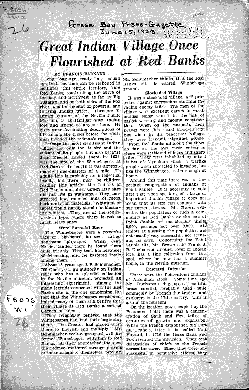  Source: Green Bay Press Gazette Topics: Indians and Native Peoples Date: 1933-06-15