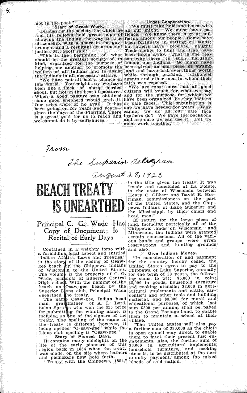  Source: Eau Claire Leader Topics: Indians and Native Peoples Date: 1922-09-07