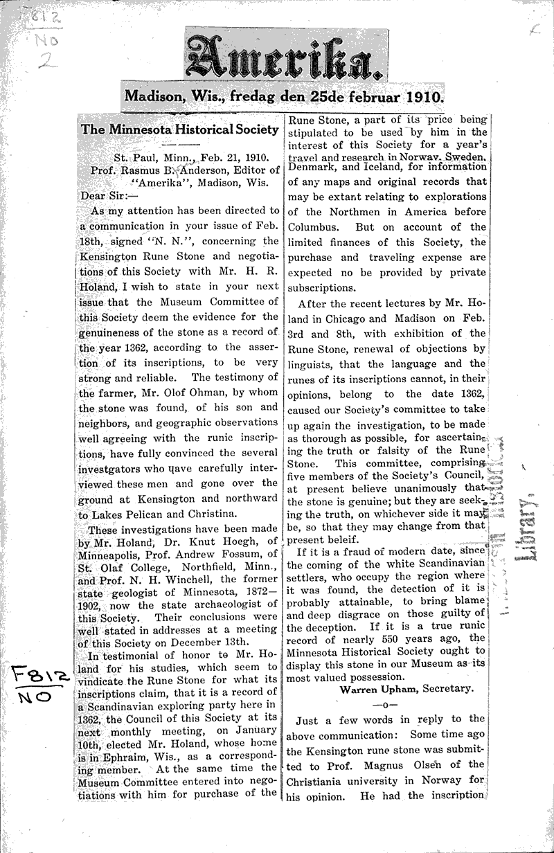 The Minnesota Historical Society Newspaper Article/Clipping