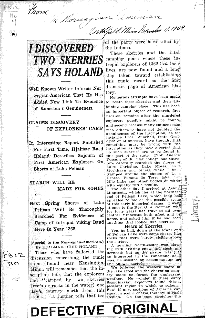  Source: Norwegian American Topics: Education Date: 1909-11-19