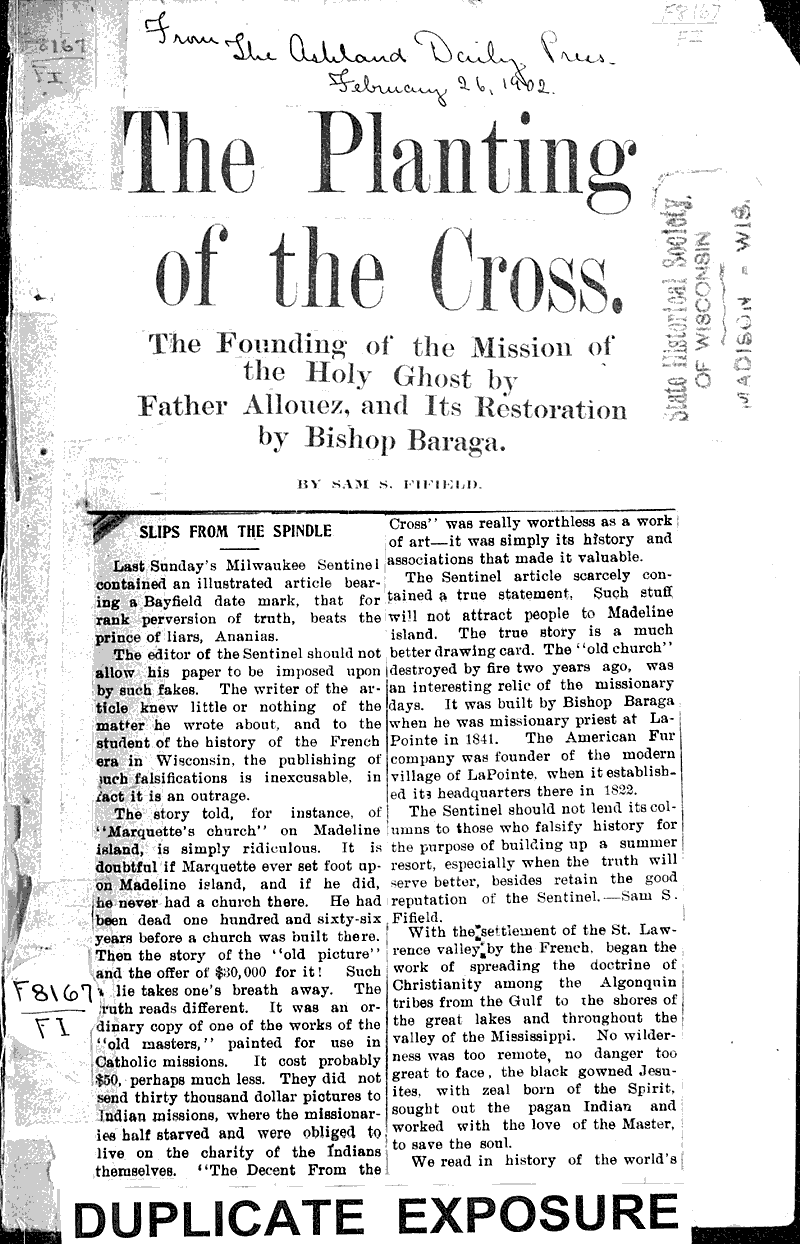  Source: Ashland Daily Press Topics: Church History Date: 1902-02-26