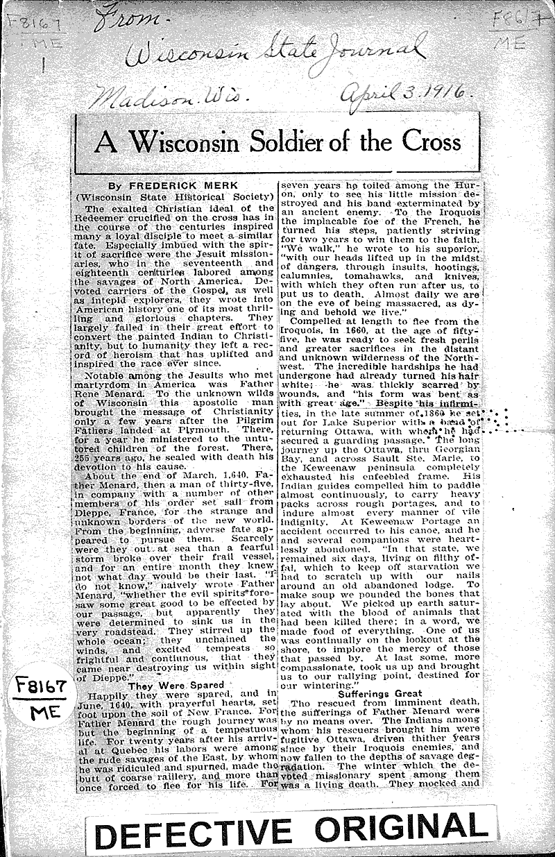  Source: Wisconsin State Journal Topics: Church History Date: 1916-04-03