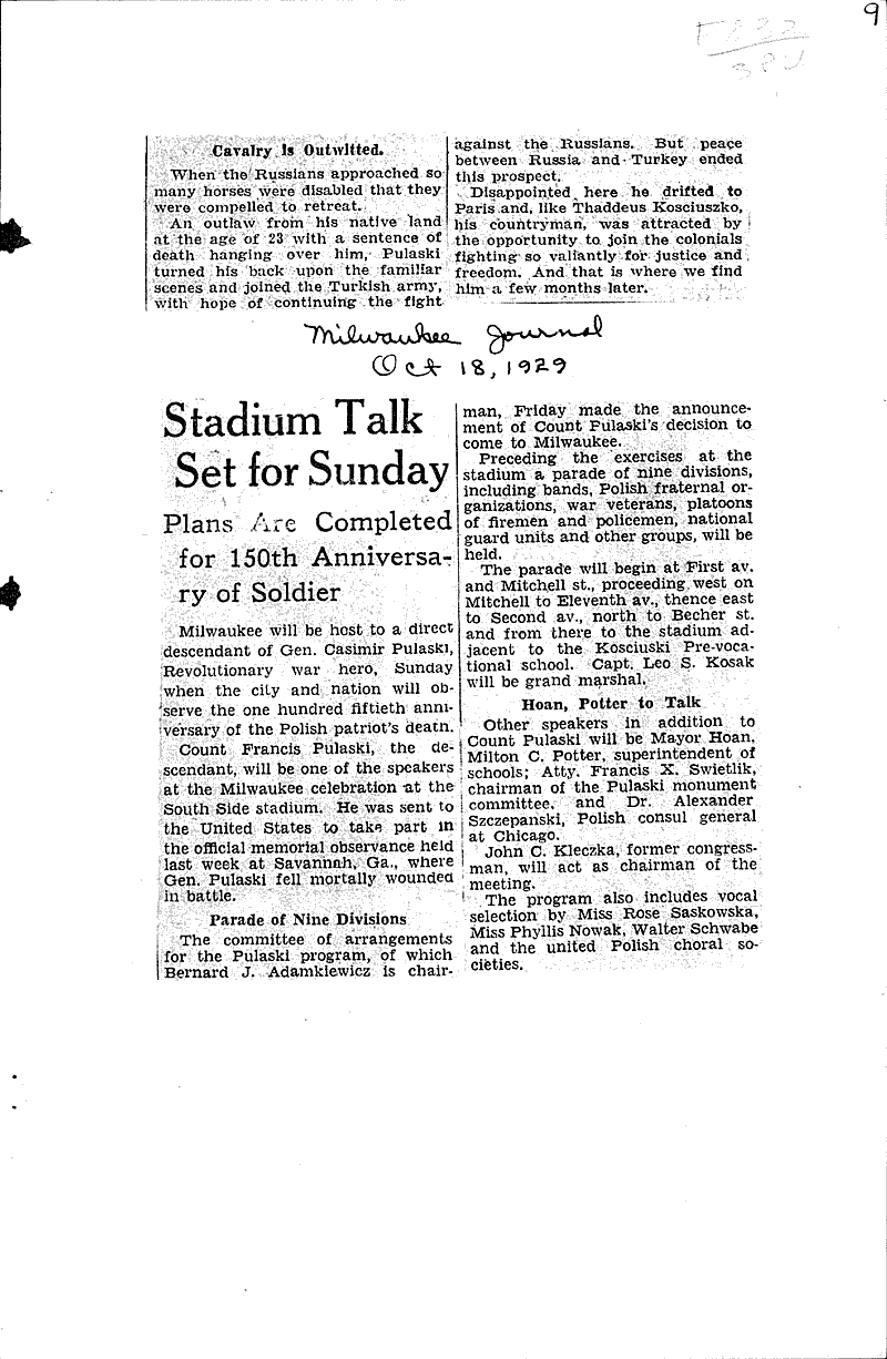  Source: Milwaukee Journal Topics: Wars Date: 1929-10-18